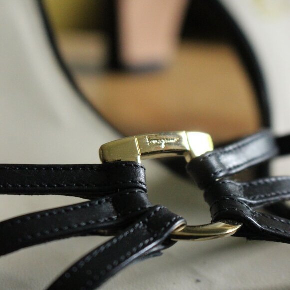 Salvatore Ferragamo Leather Strappy Kitten Heels Sz 8.5 - Picture 4 of 7